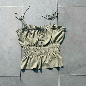 Topshop Smocked Ruffle/Peplum Camisole